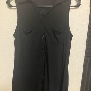 Faded Glory Black Sleeveless Button-Front Top